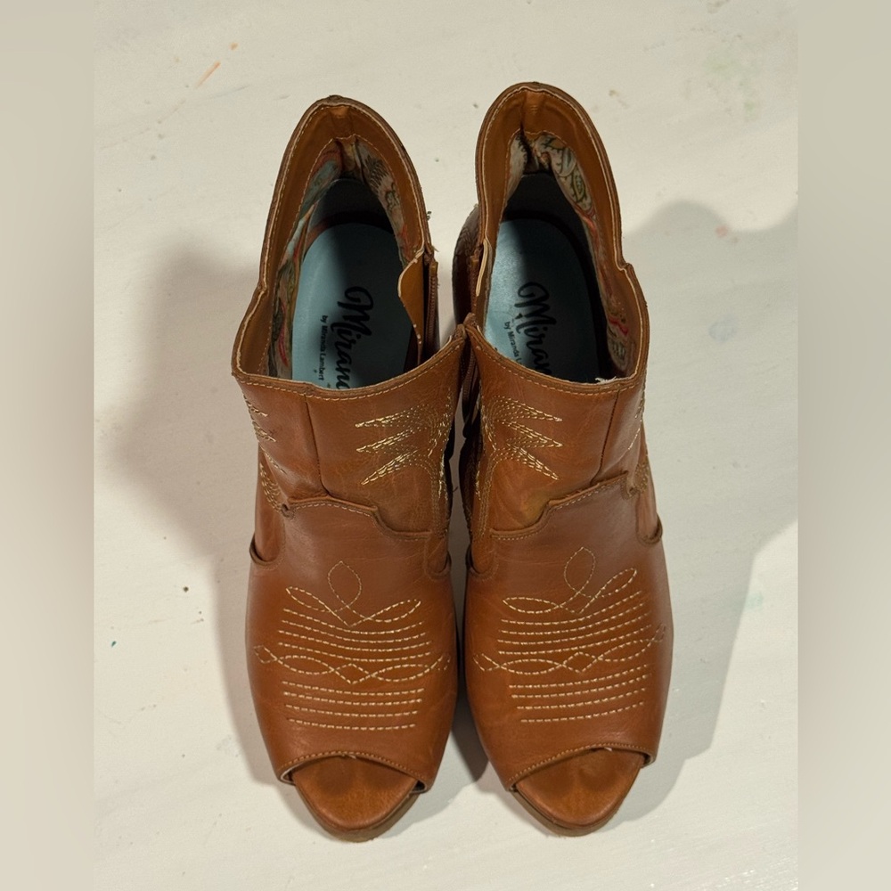 Brown Peep-Toe Ankle Boots - Miranda Lambert